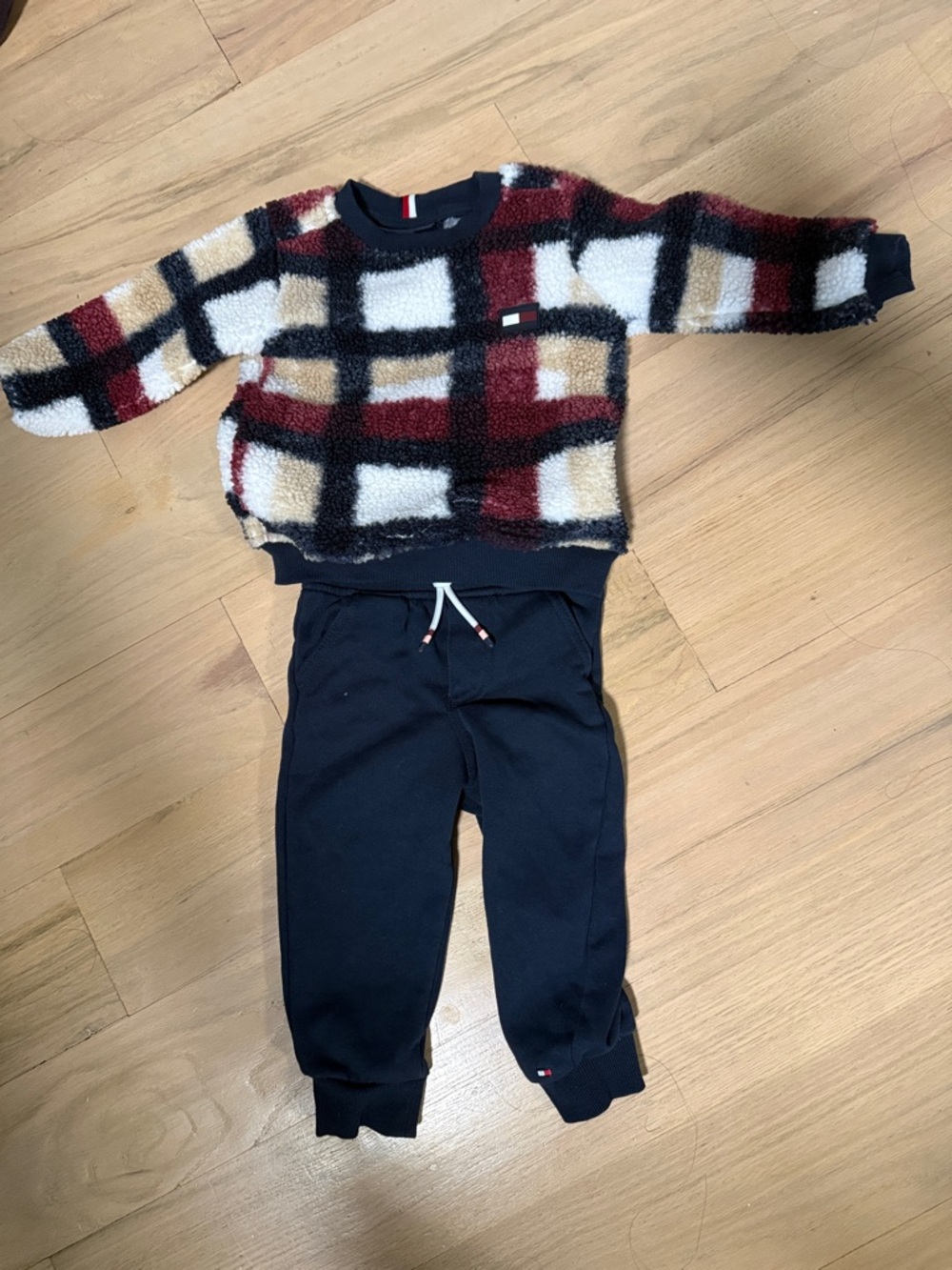 Tommy Hilfiger Navy Sweater with Red, Blue, White & Cream